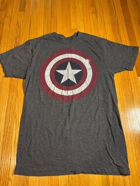 Captain America First Avenger Shield Tee Small Gray Marvel Shirt
